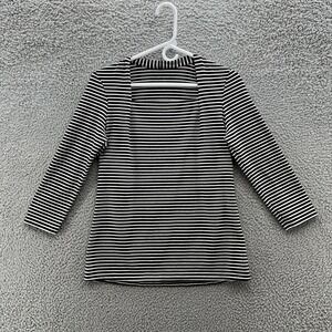 ELI Top Womens Small Black White Stripe Pima Cotton Square Neck T Shirt
